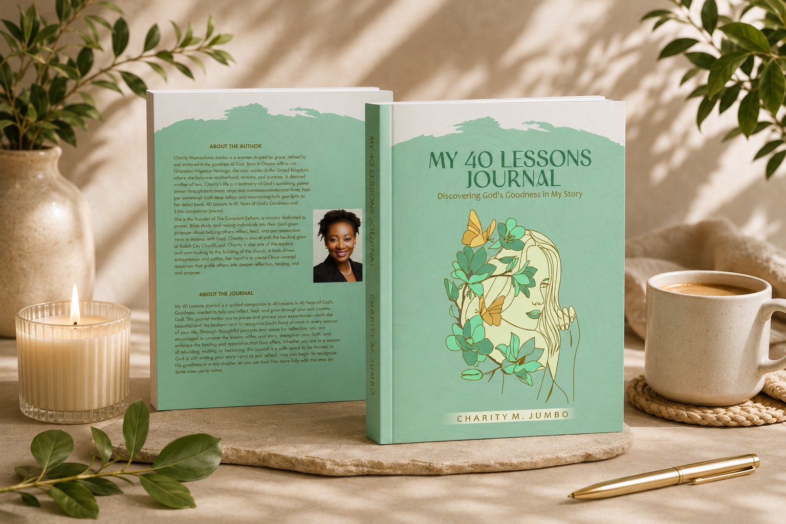 Front and back mock-up of My 40 Lessons Journal