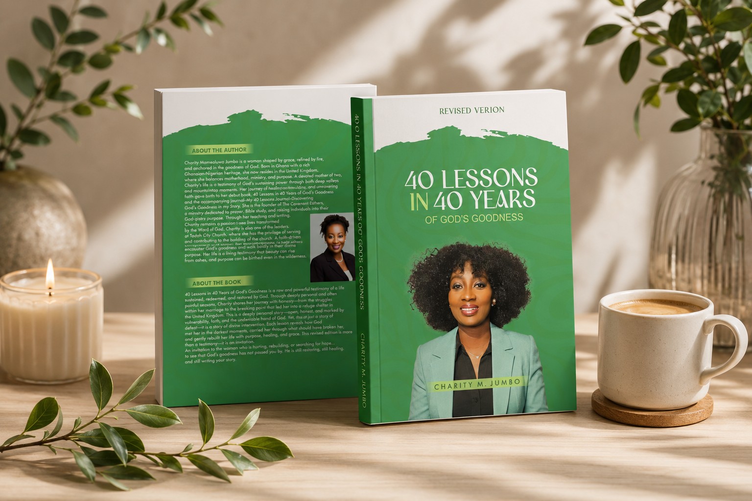 Front and back mock-up of 40 Lessons in 40 Years of God’s Goodness